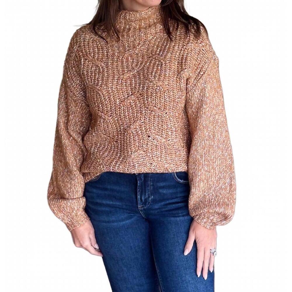 NEW TRIBAL warm funnel neck oversized sweater in cinnamon